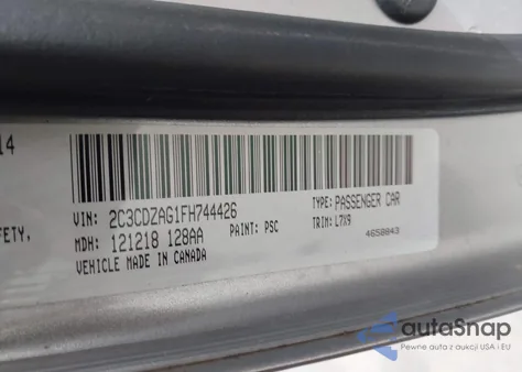 2015 Dodge Challenger Sxt from USA, damaged, VIN 2C3CDZAG1FH744426